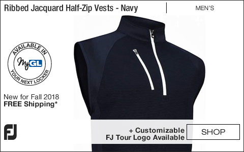 FJ Ribbed Jacquard Half-Zip Golf Vests - Navy - FJ Tour Logo Available