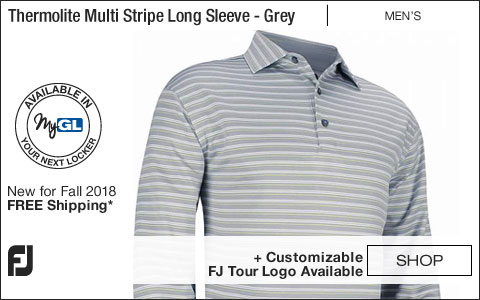 FJ Thermolite Multi Stripe Long Sleeve Golf Shirts - Grey - FJ Tour Logo Available