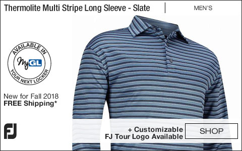 FJ Thermolite Multi Stripe Long Sleeve Golf Shirts - Slate - FJ Tour Logo Available