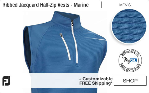 FJ Ribbed Jacquard Half-Zip Golf Vests - Marine - FJ Tour Logo Available