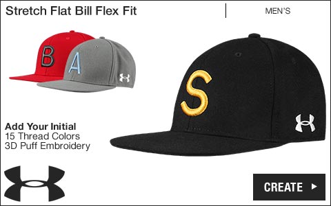 Under Armour 'Your Initial' Stretch Flat Bill Flex Fit Golf Hats