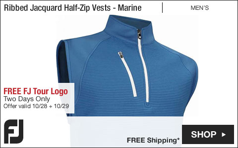 FJ Ribbed Jacquard Half-Zip Golf Vests - Marine