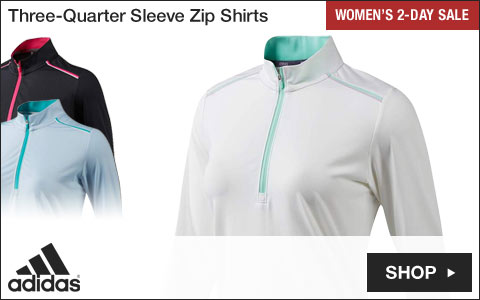 Adidas Women's Three-Quarter Sleeve Zip Golf Shirts - Two-Day Sale