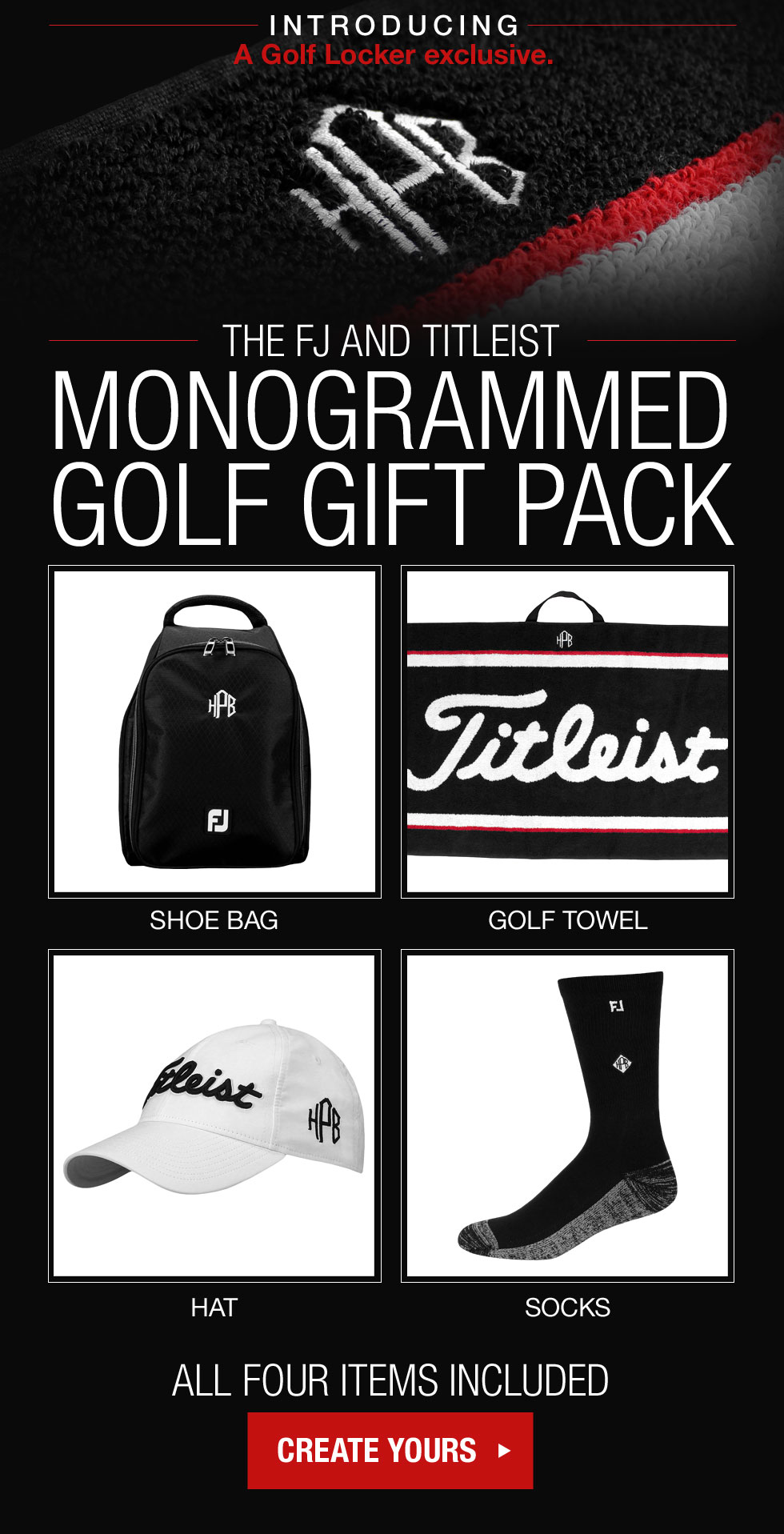 The Titleist and FJ Monogrammed Gift Pack - a Golf Locker Exclusive.