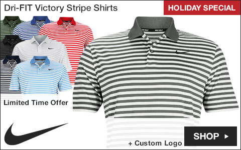 Nike Dri-FIT Victory Stripe Golf Shirts - Holiday Special