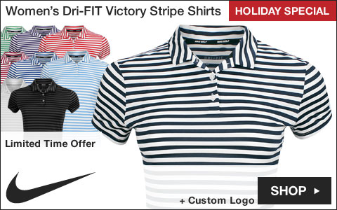 Nike Women's Dri-FIT Victory Stripe Golf Shirts - Holiday Special