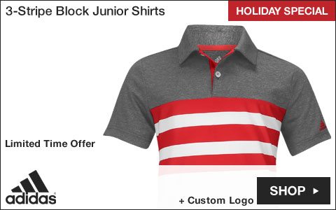 Adidas 3-Stripe Block Junior Golf Shirts - HOLIDAY SPECIAL