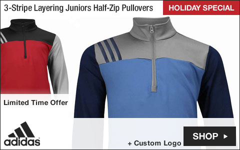 Adidas 3-Stripe Layering Juniors Half-Zip Golf Pullovers - HOLIDAY SPECIAL