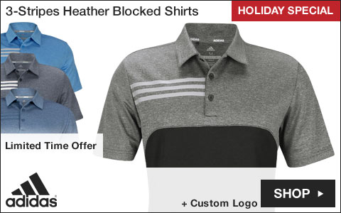 Adidas 3-Stripes Heather Blocked Golf Shirts - HOLIDAY SPECIAL