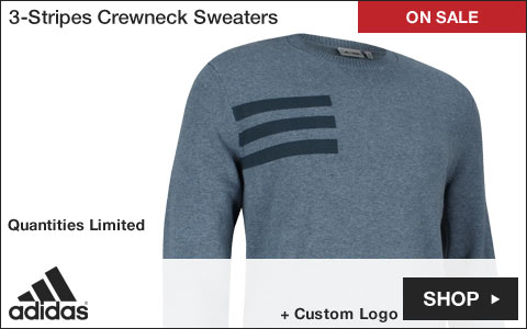 Adidas 3-Stripes Crewneck Golf Sweaters - ON SALE