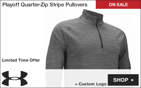 Under Armour Playoff Quarter-Zip Stripe Golf Pullovers - ON SALE