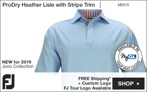 FJ ProDry Heather Lisle with Stripe Trim Golf Shirts - Juno Beach Collection - FJ Tour Logo Available