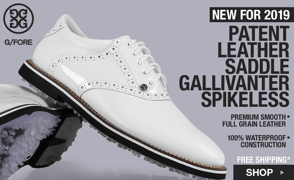 New G/FORE Patent Leather Saddle Gallivanter Spikeless Golf Shoes