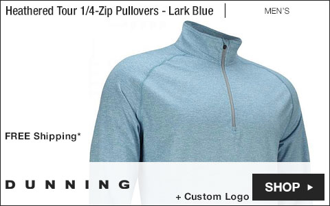 Dunning Heathered Tour Quarter-Zip Golf Pullovers - Lark Blue Heather