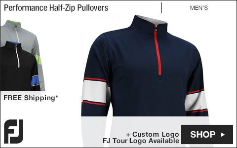 FJ Performance Half-Zip Engineered Sleeve Golf Pullovers - FJ Tour Logo Available