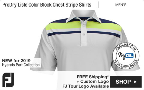 FJ 	ProDry Lisle Color Block Chest Stripe Golf Shirts - Hyannis Port Collection - FJ Tour Logo Available