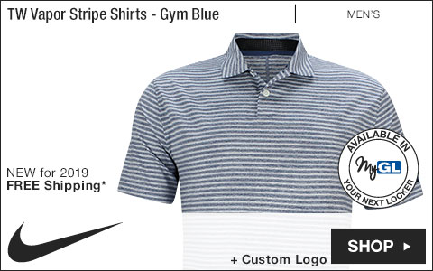 Nike Tiger Woods Vapor Stripe Golf Shirts - Gym Blue