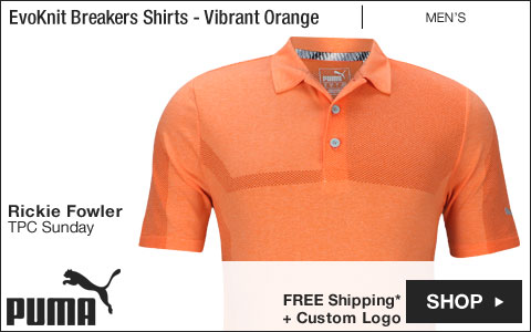 PUMA EvoKnit Breakers Golf Shirts - Vibrant Orange - Rickie Fowler TPC Sunday