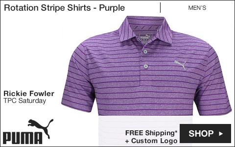 PUMA Rotation Stripe Golf Shirts - Purple - Rickie Fowler TPC Saturday