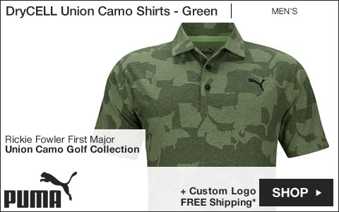 PUMA DryCELL Union Camo Golf Shirts - Green - Rickie Fowler First Major