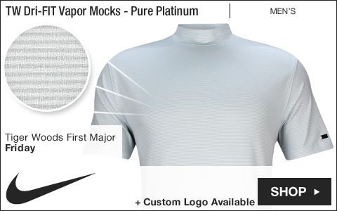 Nike Tiger Woods Dri-FIT Vapor Golf Mocks - Pure Platinum - Tiger Woods First Major