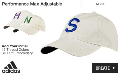 Adidas 'Your Initial' Performance Max Adjustable Golf Hats