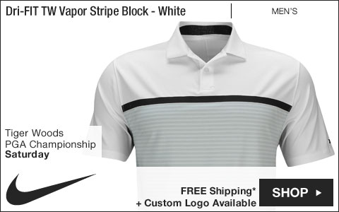 Nike Dri-FIT Tiger Woods Vapor Stripe Block Golf Shirts - White - Tiger Woods PGA Championship - Saturday