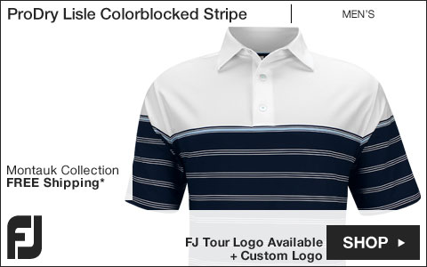 FJ ProDry Lisle Colorblocked Stripe Golf Shirts - Montauk Collection - FJ Tour Logo Available