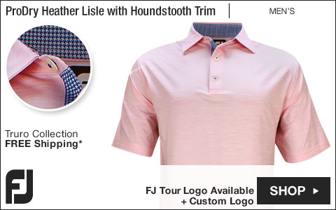 FJ ProDry Heather Lisle Solid with Houndstooth Trim Golf Shirts - Truro Collection - FJ Tour Logo Available