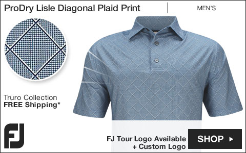 FJ ProDry Lisle Diagonal Plaid Print Golf Shirts - Truro Collection - FJ Tour Logo Available