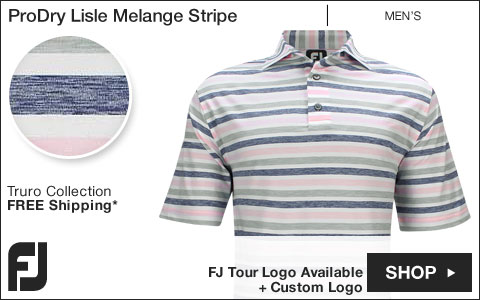 FJ ProDry Lisle Melange Stripe Golf Shirts - Truro Collection - FJ Tour Logo Available