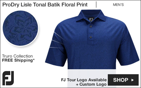 FJ ProDry Lisle Tonal Batik Floral Print Golf Shirts - Truro Collection - FJ Tour Logo Available