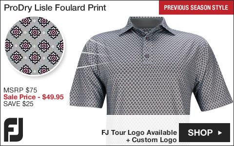 FJ ProDry Lisle Foulard Print Golf Shirts - Athletic Fit - Anaheim Collection - FJ Tour Logo Available - Previous Season Style