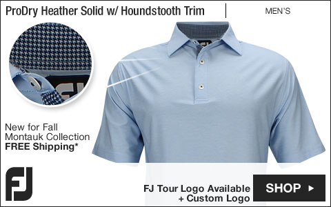 FJ ProDry Heather Lisle Solid with Houndstooth Trim Golf Shirts - Montauk Collection - FJ Tour Logo Available