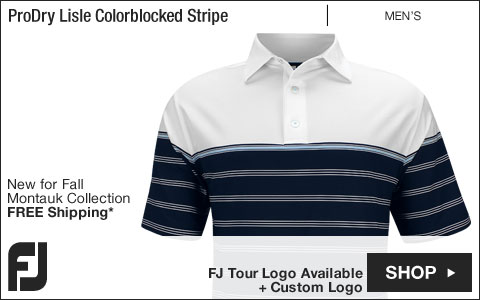 FJ ProDry Lisle Colorblocked Stripe Golf Shirts - Montauk Collection - FJ Tour Logo Available