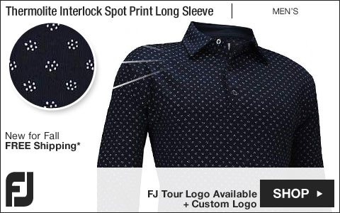 FJ Thermolite Interlock Spot Print Long Sleeve Golf Shirts - Navy - FJ Tour Logo Available