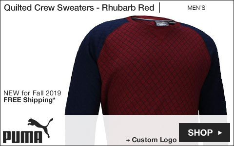 PUMA Quilted Crew Golf Sweaters - Rhubarb Red