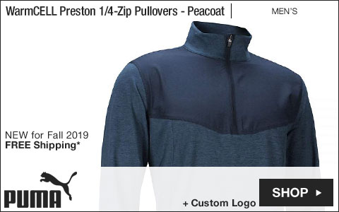 PUMA WarmCELL Preston Quarter-Zip Golf Pullovers - Peacoat