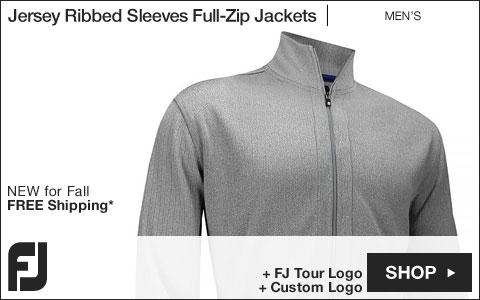 FJ Jersey Knit Ribbed Sleeves Full-Zip Golf Jackets - Grey - FJ Tour Logo Available