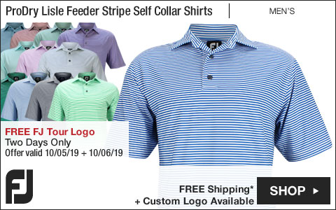 FJ ProDry Lisle Feeder Stripe Self Collar Golf Shirts - FREE FJ Tour Logo Available