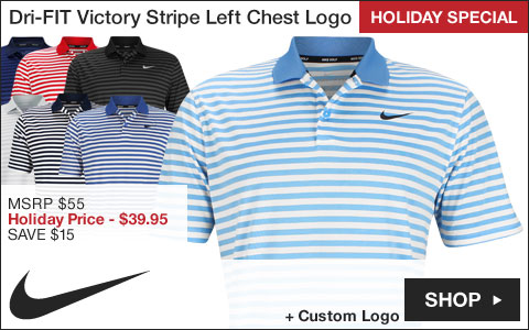 Nike Dri-FIT Victory Stripe Left Chest Logo Golf Shirts