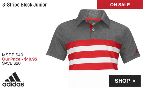 Adidas 3-Stripe Block Junior Golf Shirts - ON SALE