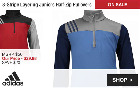 Adidas 3-Stripe Layering Juniors Half-Zip Golf Pullovers - ON SALE