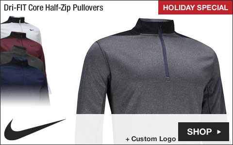 Nike Dri-FIT Core Half-Zip Sleeve Logo Golf Pullovers - HOLIDAY SPECIAL