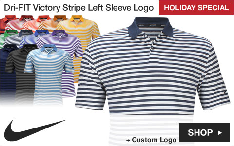 Nike Dri-FIT Victory Stripe Left Sleeve Logo Golf Shirts - HOLIDAY SPECIAL