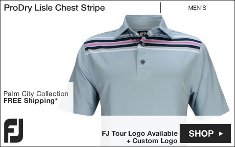 FJ ProDry Lisle Chest Stripe Golf Shirts - Palm City Collection - FJ Tour Logo Available