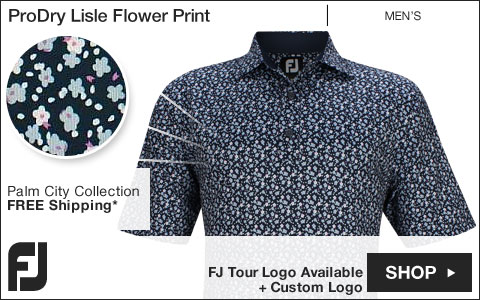 FJ ProDry Lisle Flower Print Golf Shirts - Palm City Collection - FJ Tour Logo Available