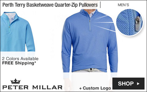 Peter Millar Perth Stretch Loop Terry Basketweave Quarter-Zip Golf Pullovers