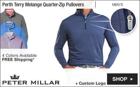 Peter Millar Perth Stretch Loop Terry Melange Quarter-Zip Golf Pullovers