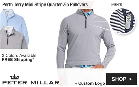 Peter Millar Perth Stretch Loop Terry Mini Stripe Quarter-Zip Golf Pullovers